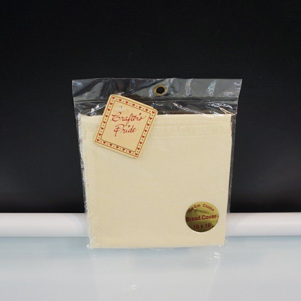 Crafters Pride Sal-Em Cloth Tan Breadcover 14 Count Fringed 18" x 18" New Sealed